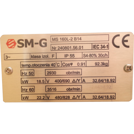 SILNIK ELEKTRYCZNY 18,5kW 400/690V 2930 obr 3FAZOWY